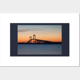 Newport Bridge Sunset, Rhode Island Posters and Art